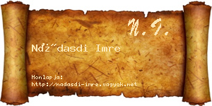 Nádasdi Imre névjegykártya